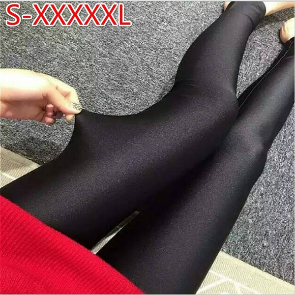 YIWEI Women Shiny Glossy Opaque Leggings Super Elastic Slim Trousers Yoga  Pants Dark Grey M 