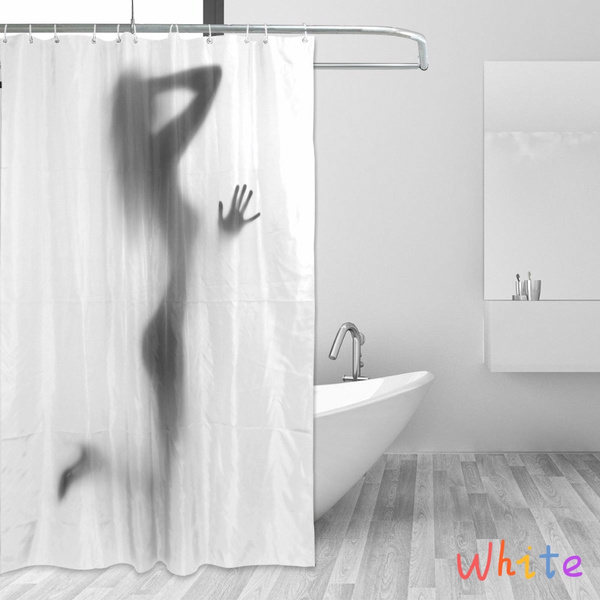 Waterproof Women Shadow Shower Curtain, Shadow Shower Curtain