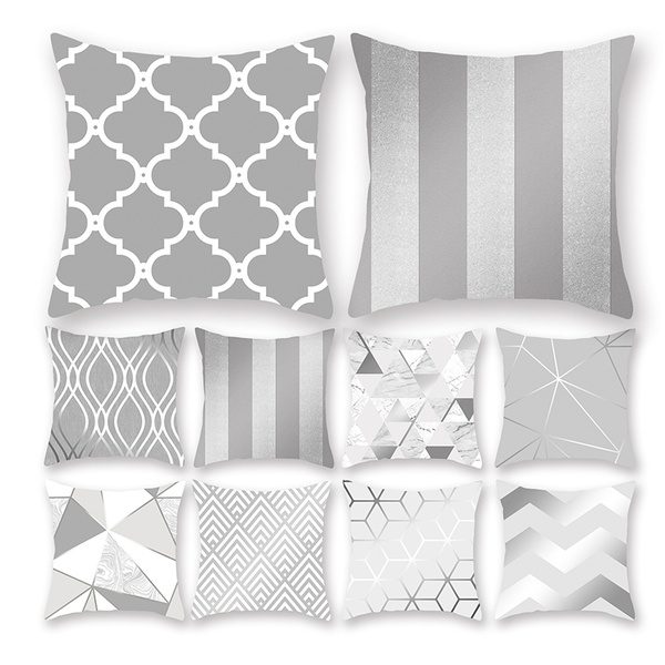 45*45cm Gray Geometric Sofa Cushion Cover Throw Pillow Case Home Decor