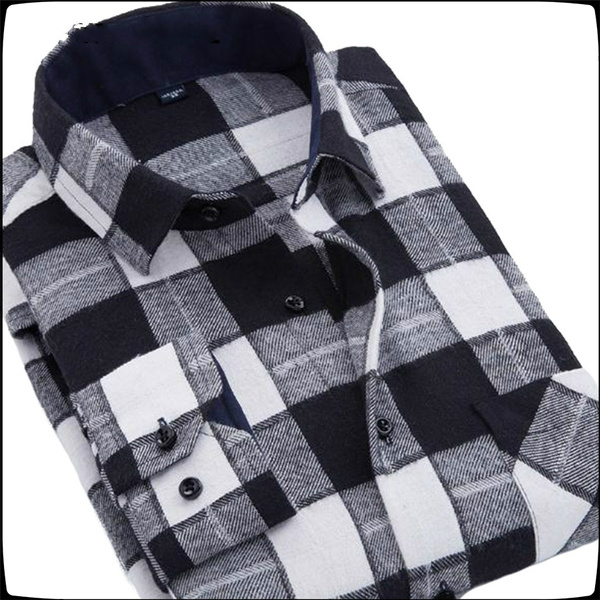 Black and white hot sale check shirt mens