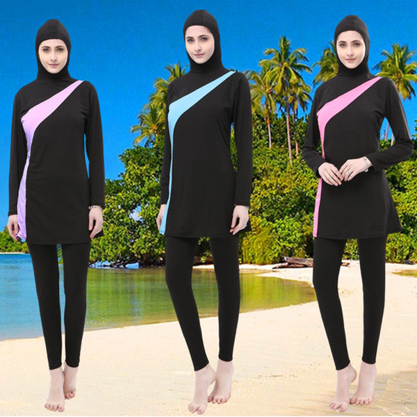 Fully covered swimming 2024 costume for ladies