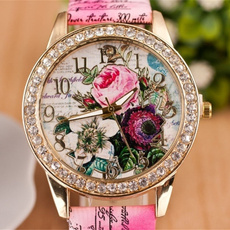 Flowers, Elegant, Bracelet Watch, Rose