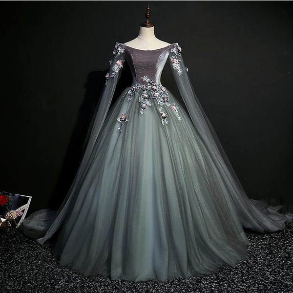 gray ball gown
