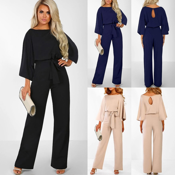 sleeve jumpsuit wide leg