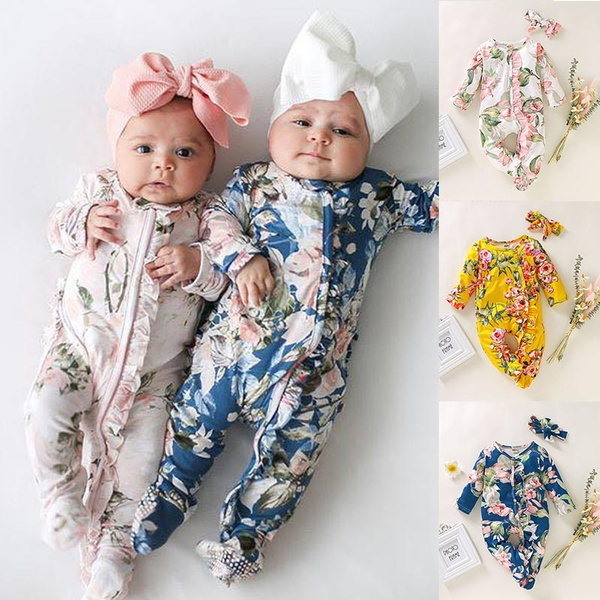 bandeau Tenues Set 2PCS Nouveau-né Baby Girl Clothes Jumpsuit Ange body 