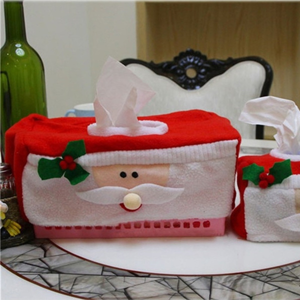 Christmas Tissue Box Cover Towel Napkin Holder Santa Claus Home Decor Creative Q 