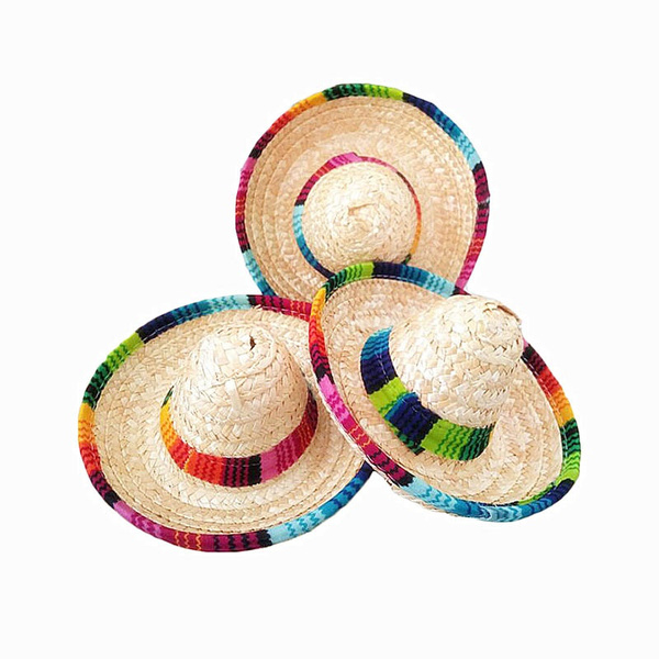 10Pcs Natural Straw Mexican Hat Mini 