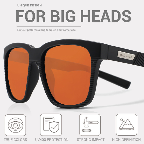 MAXJULI Polarized Sunglasses for Men Larger Sized Square Frame for Big Heads  MJ8023
