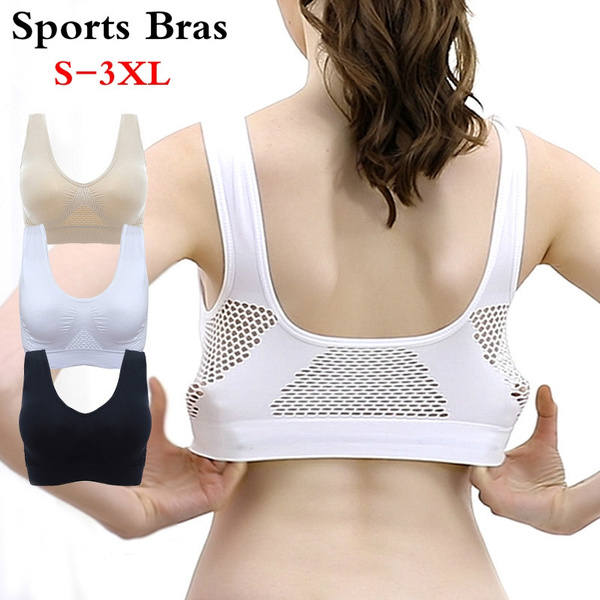 Women Breathable Sports Bras Hollow Out Padded Plus Size Gym Running  Fitness Yoga Sports Tops