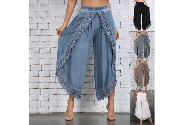 Plus Size S-3XL Lace Beach Slight Summer Pants Women's Fashion