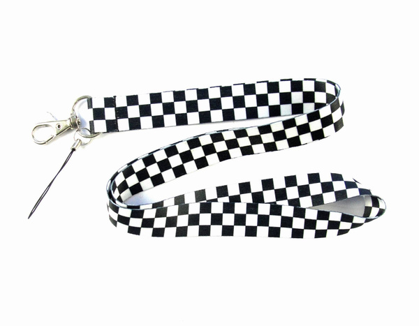 Black/White Grid Key Lanyards ID Badge Holders Checker Mobile Neck Straps With K