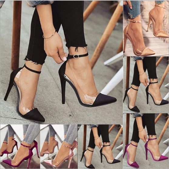 Elegant Black Leather Ankle Strap Ladies Shoes Office Wear Stiletto Heels  Women Sandals - China Lady Shoes and Replicas Shoes price |  Made-in-China.com