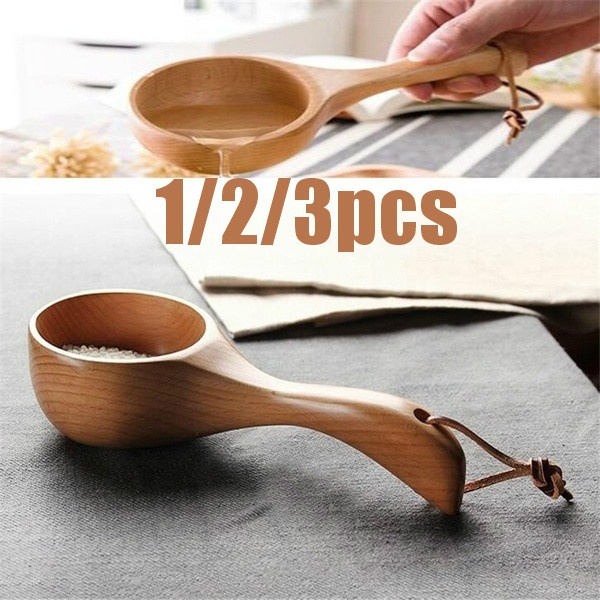 Large Wooden Spoon and Strainer Spoon