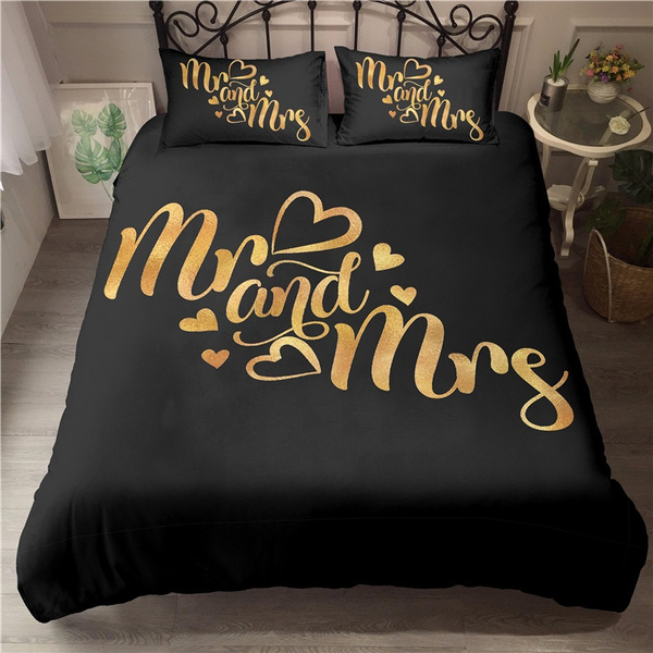 Gold Mr And Mrs Letters Printing Luxury Duvet Cover Set Wedding Bedding Sets 2 3pcs Bedclothes Without Bed Sheet Comforter Au Eu Uk Us Single Twin Double Full Queen King Size Wish - Gold Bedding Sets Uk Gold Mr And Mrs Letters Printing Luxury Duvet Cover Set Wedding Bedding Sets 2 3pcs Bedclothes Without Bed Sheet Comforter Au Eu Uk Us Single Twin Double Full Queen King Size Wish - Gold Bedding Sets Uk