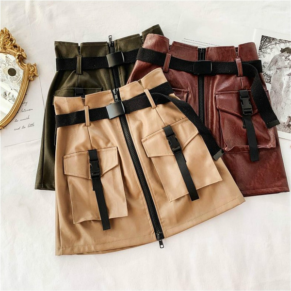 zippered cargo skirt