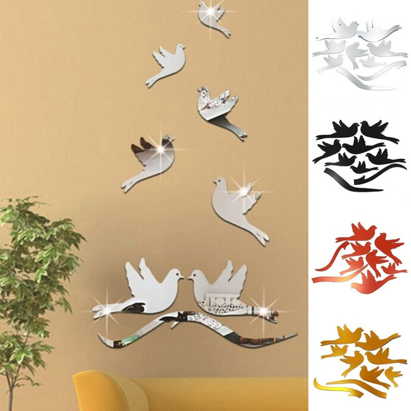 3d Acrylic Flying Bird Pigeon Mirror Wall Stickers Remover Window Decals Background Home Decoration Wish - Bird Wall Sticker Mirror 3d Acrylic Flying Bird Pigeon Mirror Wall Stickers Remover Window Decals Background Home Decoration Wish - Bird Wall Sticker Mirror