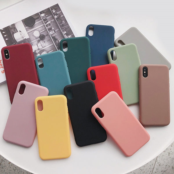 16 Colors Solid Color Green White Black Pink Red Ultra Soft Silicone Phone Case For Girl s iPhone X XS Max XR 6 7 8 Plus Coque Back Shell Cover iPhone