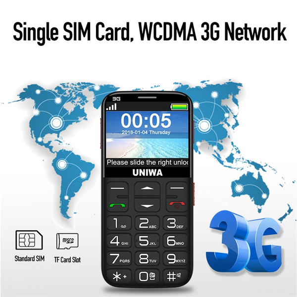 Uniwa Unlocked Cell Phone 3g Wcdma Gsm For Old Man Big Button Sos Emergency Simple Phones Wish