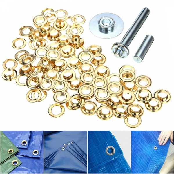 60 Brown Plastic Snap Eyelets 12mm Washer Sealed for Tarpaulin & Groundsheets 