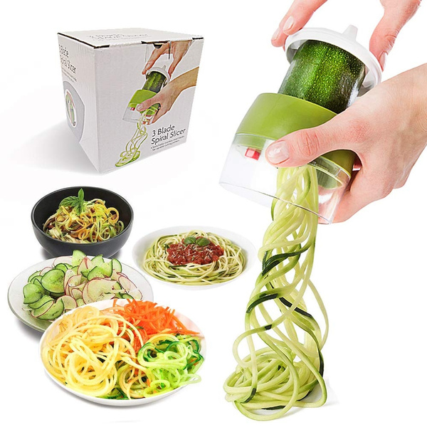 Handheld Spiralizer Vegetable Slicer, Adoric 3 in 1 Heavy Duty Veggie  Spiral Cutter - Zoodle Pasta Spaghetti Maker for Low Carb/Paleo/Gluten-Free  Meals