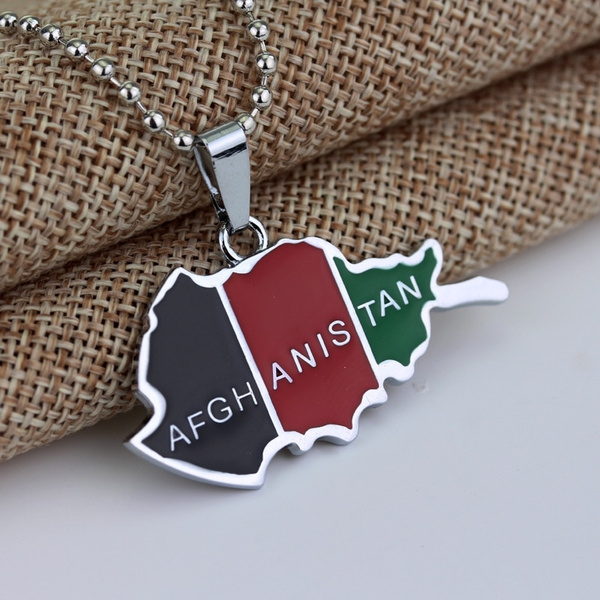 Afghanistan Flag Necklace, Pendant Necklace, Afghan Flag