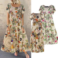 zanzea Summer Casual Dress Women O Neck Short Sleeve Floral Printing ...