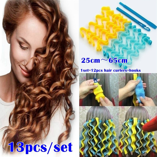 New 13pcs/set Magic Hair Curlers Fashion Women Simple Life Magic Hair  Curlers DIY Hair Salon Nature Curlers Rollers Tool Soft Large Hairdressing  Tools 25-65cm | Wish