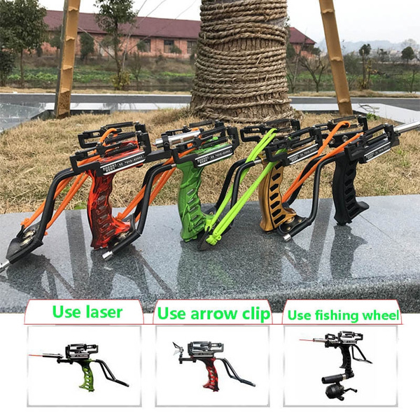 Powerful Hunting Fishing Laser Slingshot Stainless Steel Slingshot  Professional Catapult Strong Sling Shot with Rubber Band