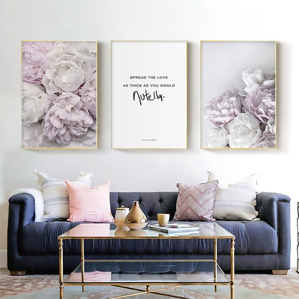 Scandinavian Style Peony Flower Canvas Print Large Wall Art Posters And Prints E Poster Pictures For Living Room Wish - Large Wall Posters For Living Room