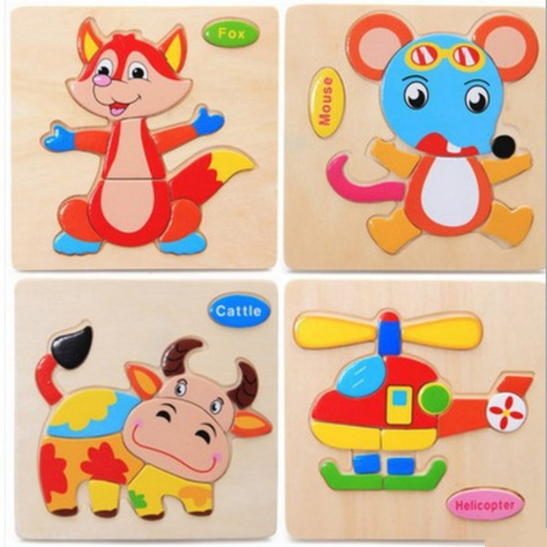 28 Type 3D Wooden Puzzle Jigsaw Toys For Children Wood 3d Cartoon ...