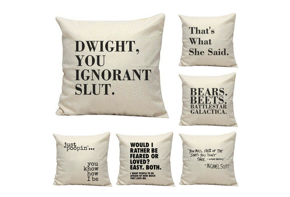 The Office TV Show Pillow Cover Dwight You Ignorant Pillow Case Linen  Cotton Michael Scott Quote Cushion Cover Best Friend Gift Funny Pillow Case