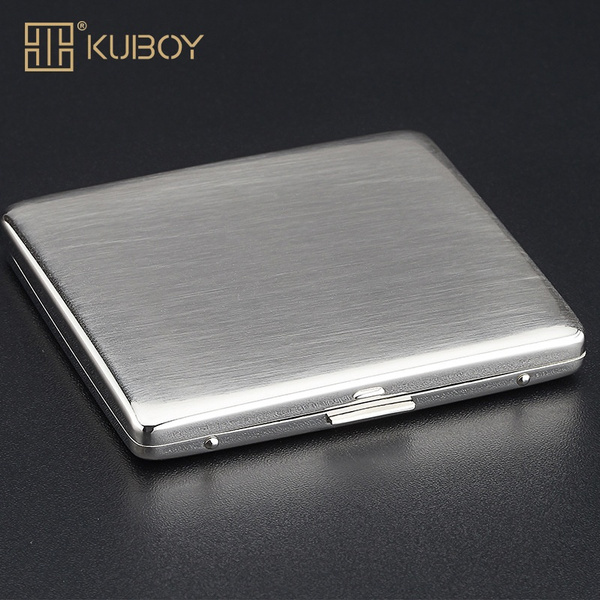 kuboy cigarette case High Quality Gift box 6 Cigarettes Ultrathin Silvery KUBOY 304 Stainless  Steel Portable Cigarette Case Storage Box Men's Gift