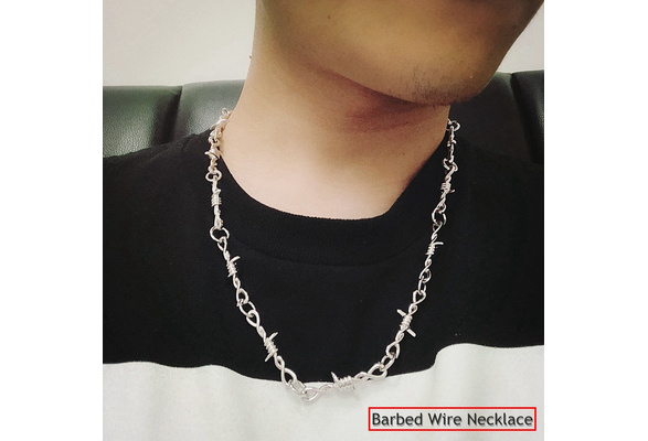 Barbed wire hot sale necklace men