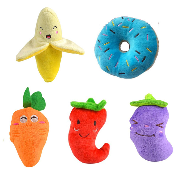 Lovely Pet Product Fruit Vegetable Pet Dog Cat Sound Squeakers Squeaky Toy  for Small Dog Chihuahua Dog Chew Plush Toy