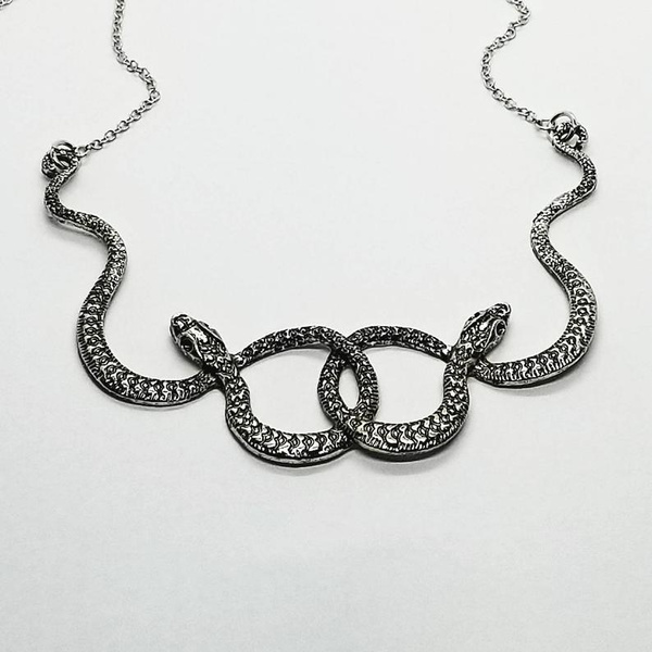 Snake Necklace, Snake Jewelry, Double 