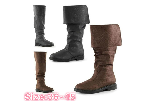 Large Size High Quality Mens Robin Hood Boots Men's Flat Heel Cuffed Knee  High Renaissance Boots Medieval Black Brown PU Shoes Vintage Knight Pirate  Warrior Steampunk Boots | Wish