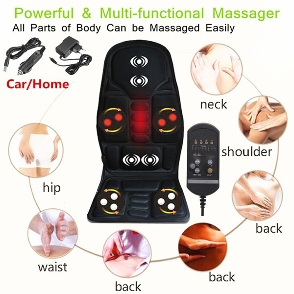 Black Back Massage Chair Car SUV Hot Seat / Home Cushion Neck Pain Waist  Support Massage Cushion Cover