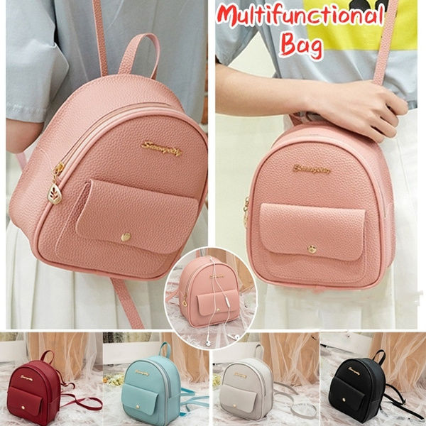 Mini PU Leather Shoulder Bag Small Backpack Multi-Function Ladies