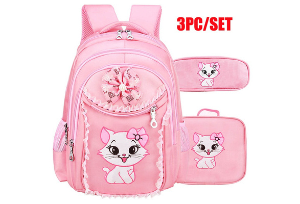Warrior Cat Childrens Adjustable Backpack Princess Pink Navy Blue Childrens Bag 