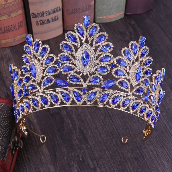Baroque Diamante Large Crystal Floral Crown Glitter Beauty Pageant Hair Tiaras
