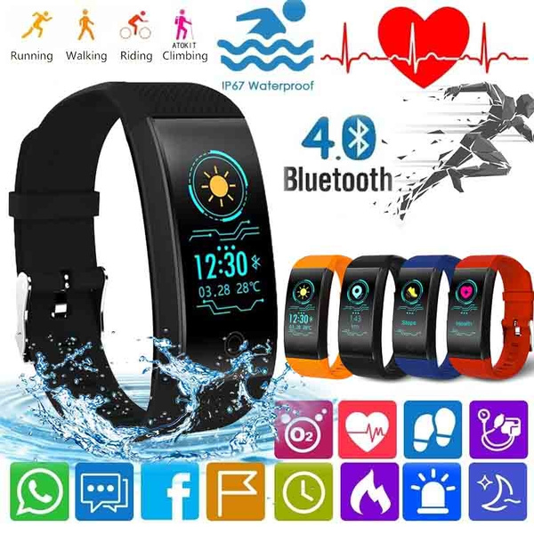 Bracelet Connecté Bluetooth Appels/Sommeil/Santé Bleu
