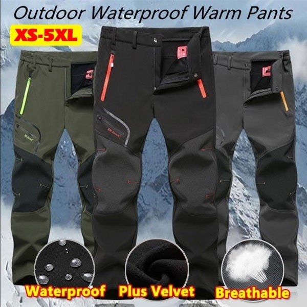 Mens Outdoor Athletic Hiking Pants Waterproof Trousers Camping Climbing  Fishing Skiing Trekking Softshell Fleece Warm Long Pants XS-5XL