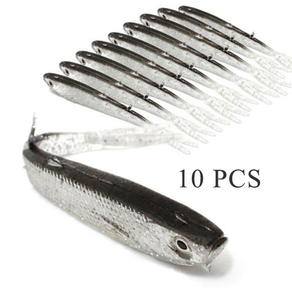 10PCS Artificial Fishing Lure Soft Bait Fishy Smell Fork Tail Lures 70mm