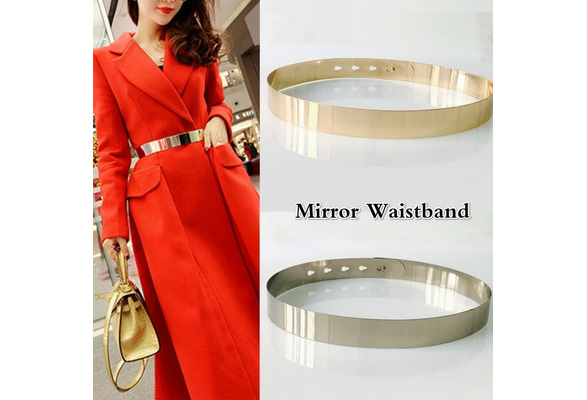 Relanfenk Belt Stylish Shiny Mirror Metal Waist Belt For Women Adjustable  Small To Plus Size