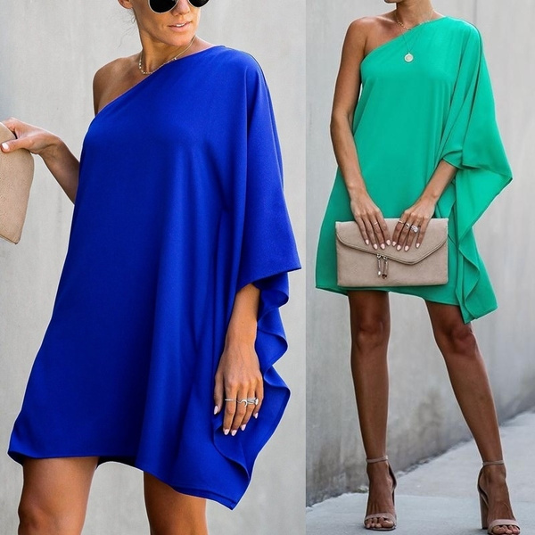 One shoulder clearance loose dress