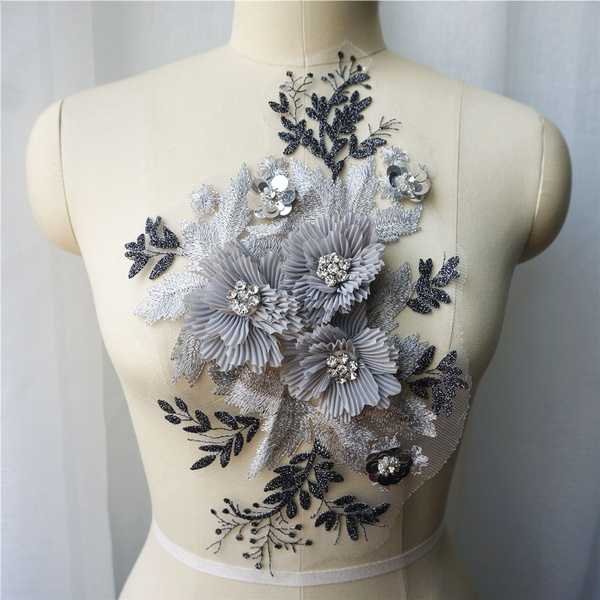 crystal-flower floral-lace dress