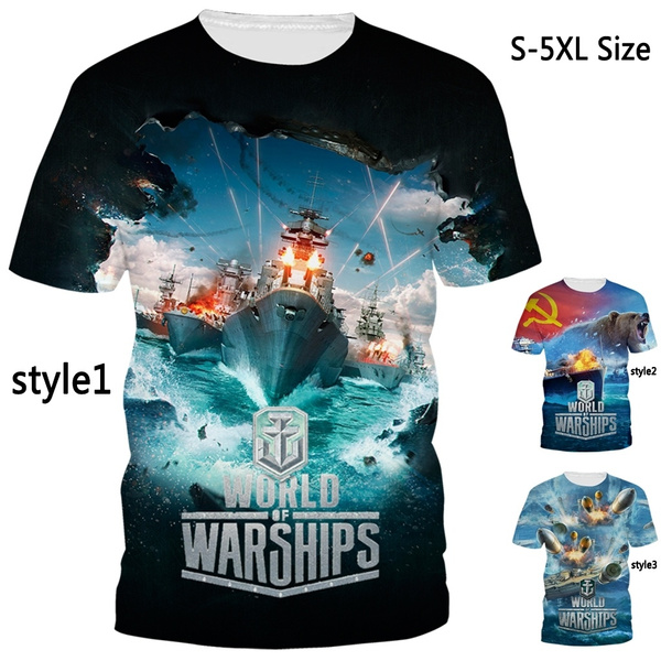 Women Men T-Shirt 3D Print Short Sleeve Tee top World of Warships Bear Casual 