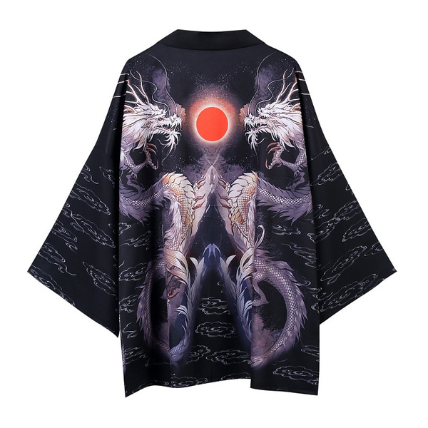 Fashion retro dragon print on sale coat