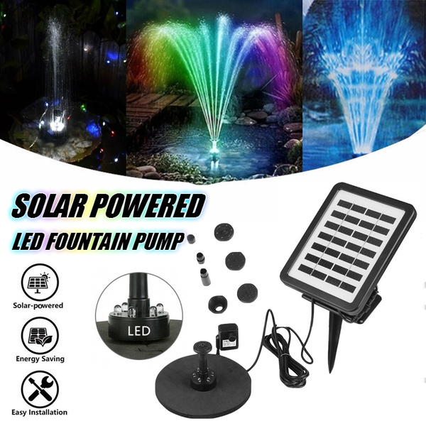 Outdoor Led Light Solar Powered Water, Solar Outdoor Water Fountain With Led Lights