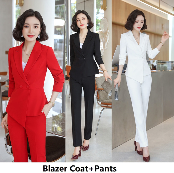 Plus Size 4XL Formal Pantsuits With Jackets And Pants Ladies Office Work  Wear Autumn Winter Female Pantsuits Business Women Career Trousers Sets, Wish